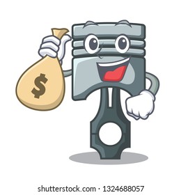 With money bag piston in the form of mascot