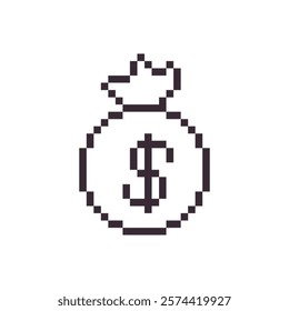 money in a bag pixel