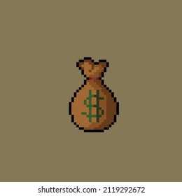 money bag in pixel art style
