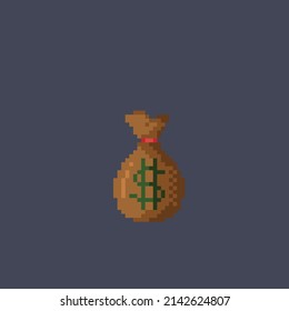 money bag in pixel style