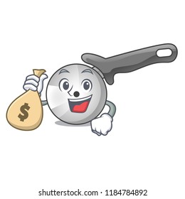 With money bag pizza cutter knife cartoon for cutting