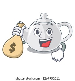 With money bag porcelain teapot with a pattern cartoon