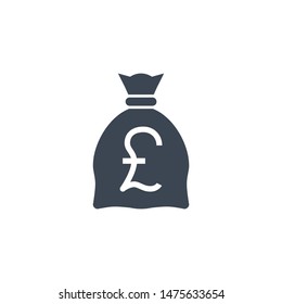 Money Bag with Pound related vector glyph icon. Isolated on white background. Vector illustration.