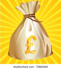 Money bag with pound sign vector illustration