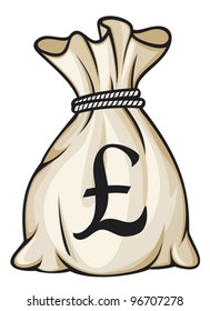 Money bag with pound sign vector illustration