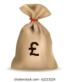 Money bag with pound. Vector.