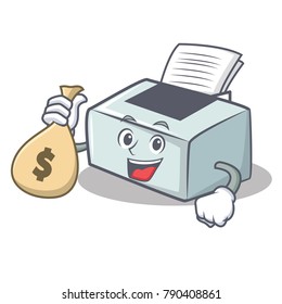 With money bag printer character cartoon style