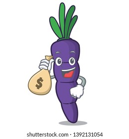 With money bag purple carrots isolated with the mascot