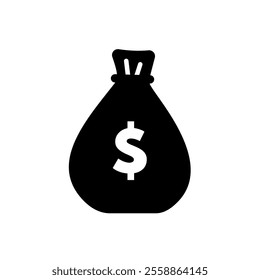 money bag, purse, dollar - vector icon