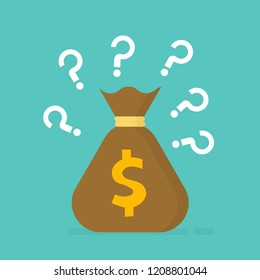 Money Bag And Question Mark Icon Vector Illustration