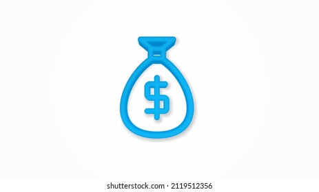 money bag realistic icon. 3d vector illustration. Isolated line color pictogram. Transparent shadows