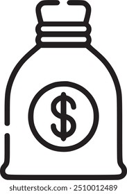Money bag, representing financial security or wealth accumulation. Money bag icon representing financial security, wealth accumulation, and savings. EPS