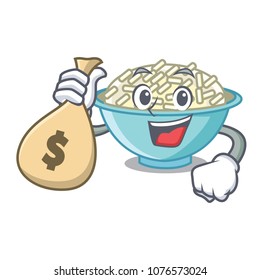 With money bag rice bowl character cartoon