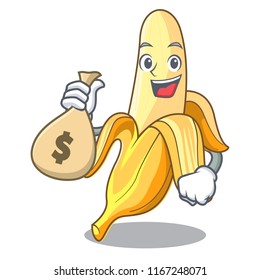 With money bag ripe banana isolated on character cartoon