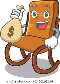 With money bag rocking chair in cartoon living room