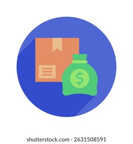 Money Bag abgerundete flache Farbe, Mini-Illustration Symbol. Nutzung für modernes Konzept, Print, UI, UX-Kit, Web- und App-Entwicklung. Vektor in Bezug auf Vertrieb, Logistik und E-Commerce