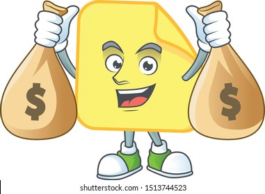 With money bag rounded sticker paper cartoon with mascot