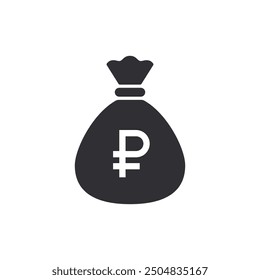 Money bag with ruble icon. Money bag icon. Income growth. Business and finance. Ruble sign. Cash icon. Money icon. Cash back. Investment. Cartoon money bag. Bag of coins. Financial savings. Payment