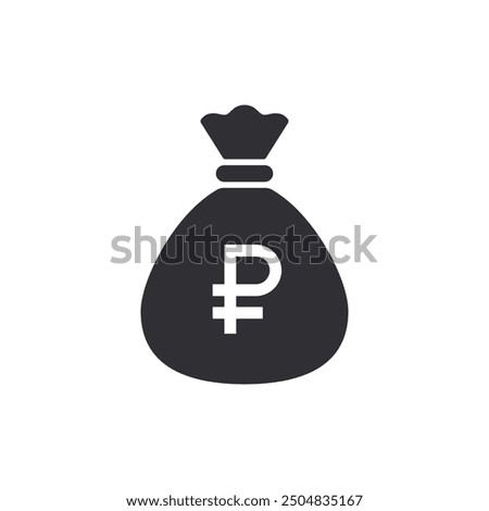 Money bag with ruble icon. Money bag icon. Income growth. Business and finance. Ruble sign. Cash icon. Money icon. Cash back. Investment. Cartoon money bag. Bag of coins. Financial savings. Payment