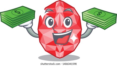 With money bag ruby gems above cartoon dressing table