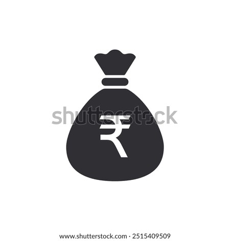 Money bag with rupee icon. Money bag icon. Income growth. Business and finance. Rupee sign. Cash icon. Money icon. Cash back. Investment. Cartoon money bag. Bag of coins. Financial savings. Payment 
