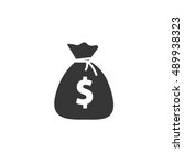 Money bag sack flat icon simple vector pictogram isolated, black and white dollar moneybag cartoon graphic clipart cash pouch silhouette shape image