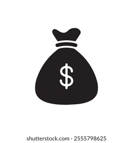 Money bag sack flat icon simple vector pictogram isolated