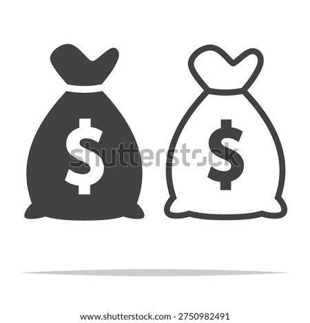 Money bag sack icon transparent vector isolated illustration