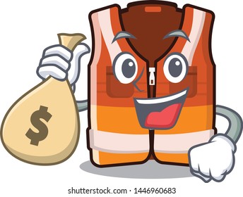 With money bag safety vest isolated in the character