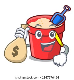 With money bag sand bucket character cartoon