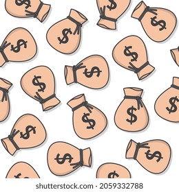 El Patrón De La Bolsa De Dinero Sin Margen En Un Fondo Blanco. Bandas De Dinero Icono Ilustración Vector