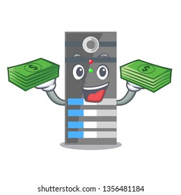 With money bag server data in the cartoon shape