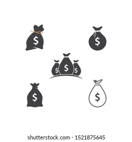 Money bag set icon vector template