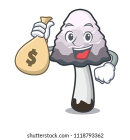 With money bag shaggy mane mushroom character cartoon