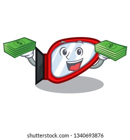 With money bag side mirror in a cartoon box
