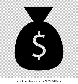 Money Bag Sign. Flat Style Icon On Transparent Background