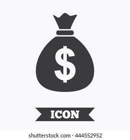 Money bag sign icon. Dollar USD currency symbol. Graphic design element. Flat money symbol on white background. Vector