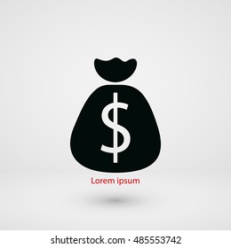 Money bag sign icon, flat design best vector icon