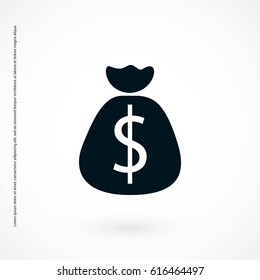Money bag sign icon, flat design best vector icon
