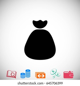 Money bag sign icon, flat design best vector icon