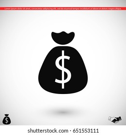 Money bag sign icon, flat design best vector icon