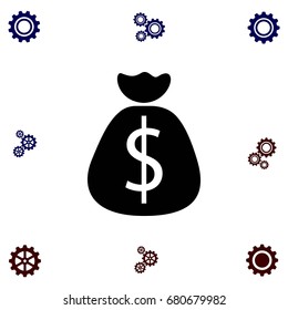 Money bag sign icon, flat design best vector icon