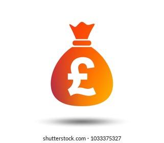 Money Bag Sign Icon. Pound GBP Currency Symbol. Blurred Gradient Design Element. Vivid Graphic Flat Icon. Vector