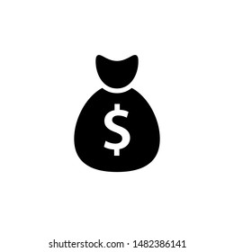 Money Bag silhouette icon. Clipart image isolated on white background