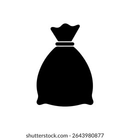 Money bag silhouette icon vector flat design.