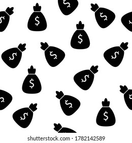 Money bag silhouette seamless pattern wallpaper perfect for clothing fabric, background, or wrapping paper