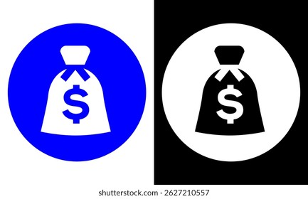 Money Bag Silhouette Vector, Money Bag Clipart with dollar sign. Cash back. Investment. Cartoon money bag. Bag of coins. Financial savings. Payment.
