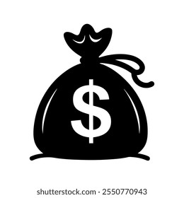 Money bag silhouette vector icon design 