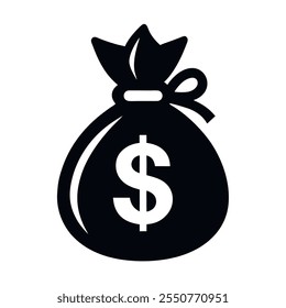 Money bag silhouette vector icon design 