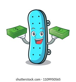 With money bag skateboard mascot cartoon style